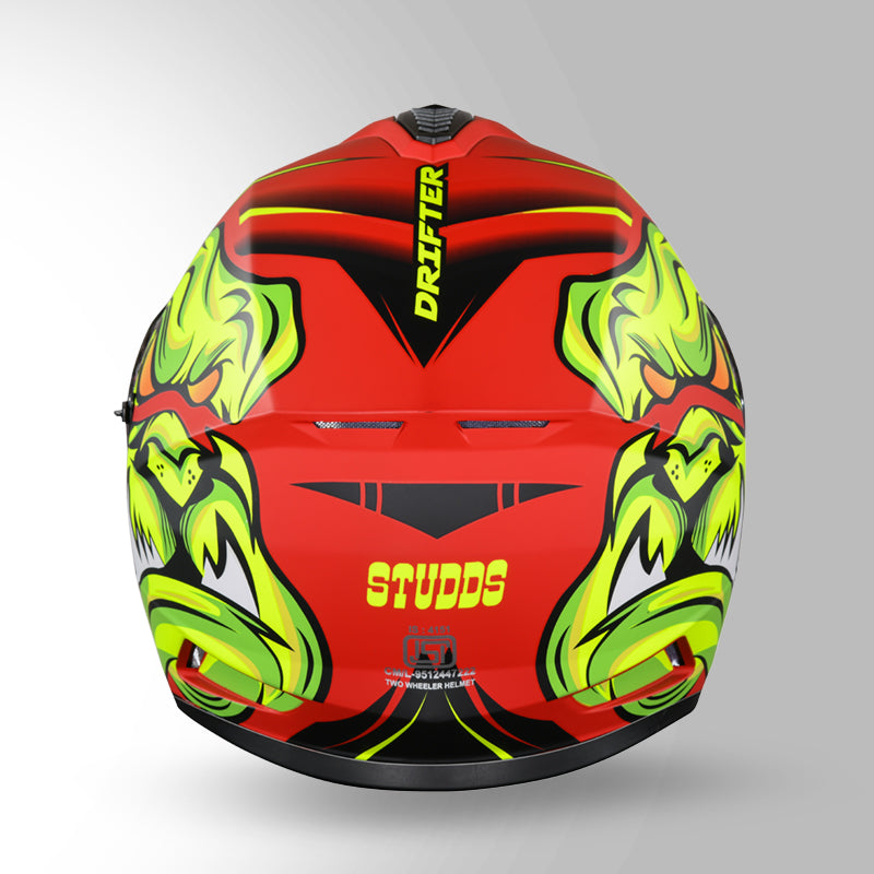 STUDDS DRIFTER D1 HELMET - MATT RED YELLOW