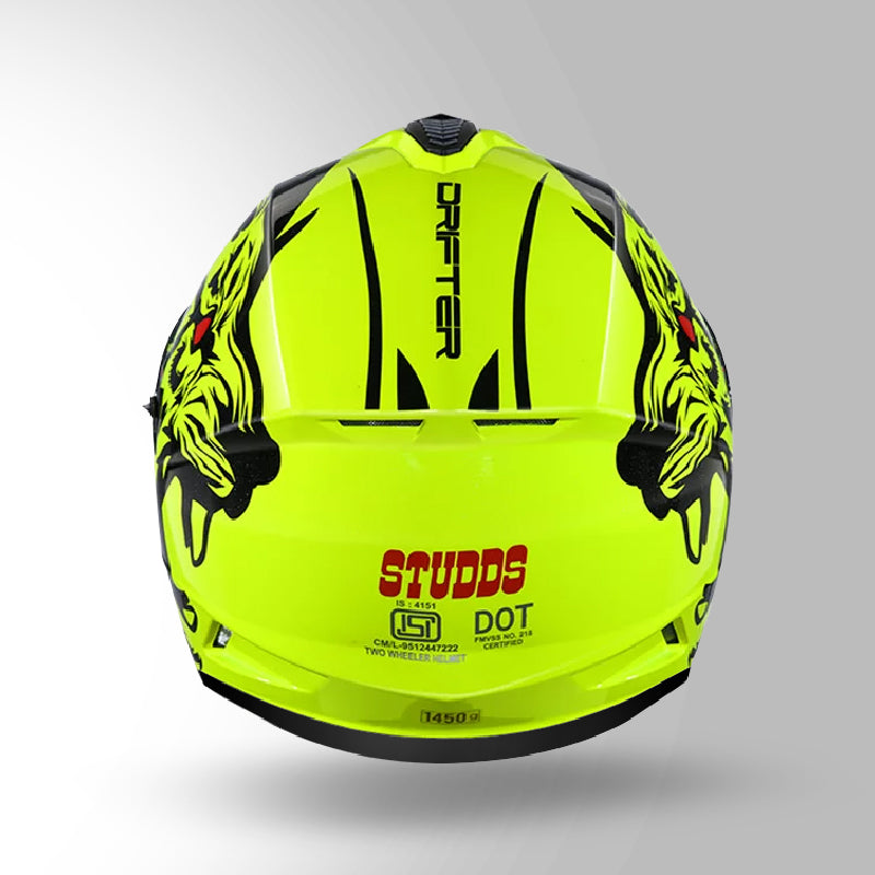 STUDDS DRIFTER D2 HELMET - GLOSS YELLOW BLACK