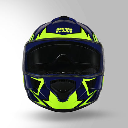 STUDDS DRIFTER D1 HELMET - GLOSS BLUE YELLOW