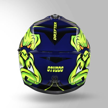 STUDDS DRIFTER D1 HELMET - GLOSS BLUE YELLOW