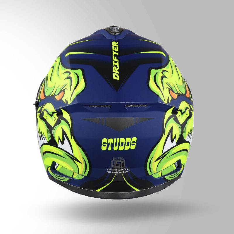 STUDDS DRIFTER D1 HELMET - MATT BLUE YELLOW