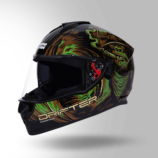 STUDDS DRIFTER D3 HELMET - GLOSS BLACK GREEN