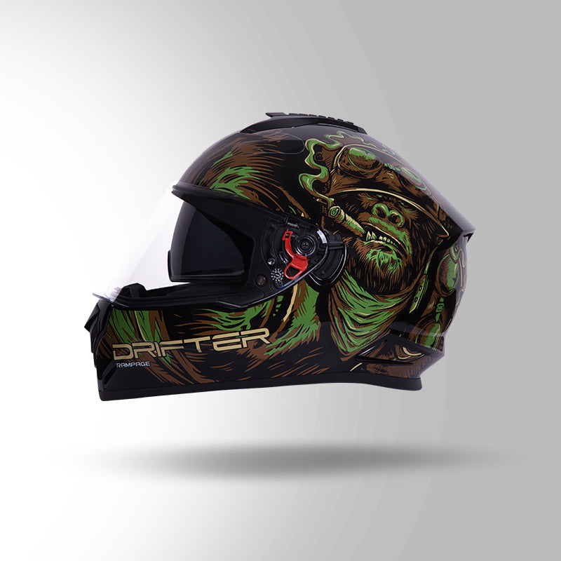 STUDDS DRIFTER D3 HELMET - GLOSS BLACK GREEN