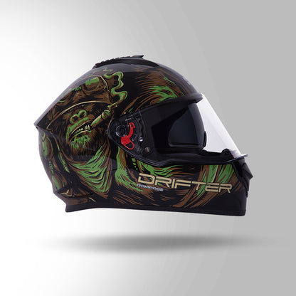 STUDDS DRIFTER D3 HELMET - GLOSS BLACK GREEN