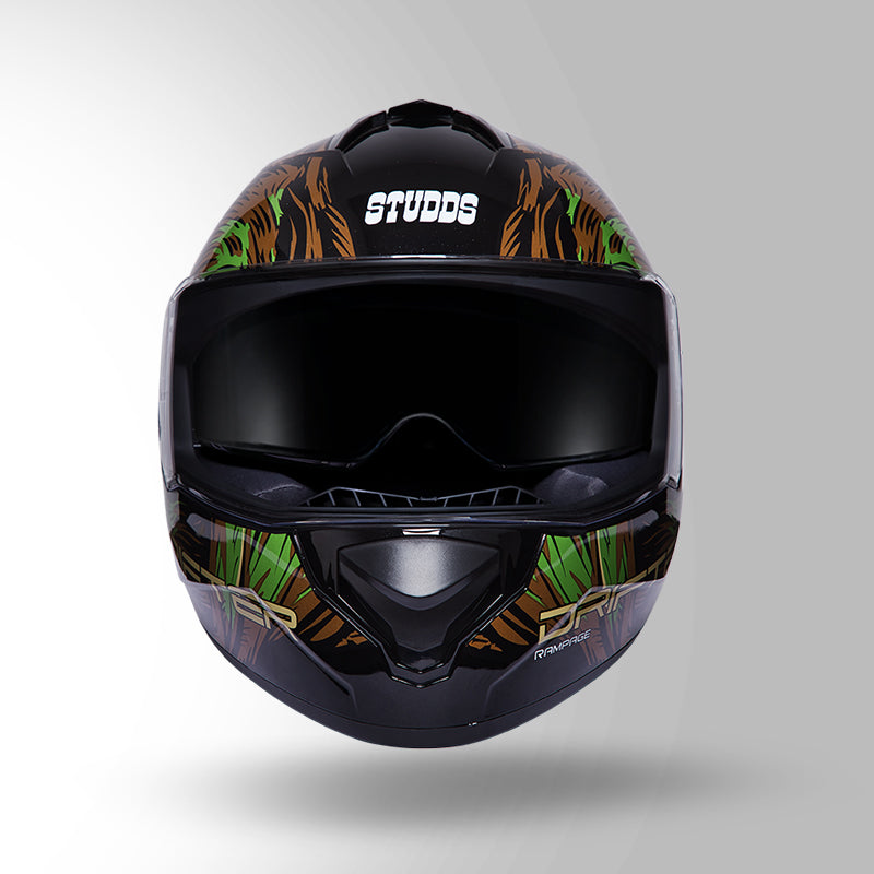 STUDDS DRIFTER D3 HELMET - GLOSS BLACK GREEN