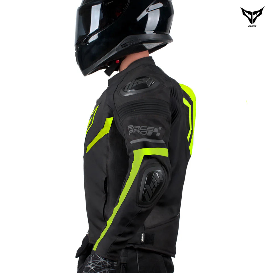 DSG Race Pro V3 Riding Jacket - Black Yellow Fluo