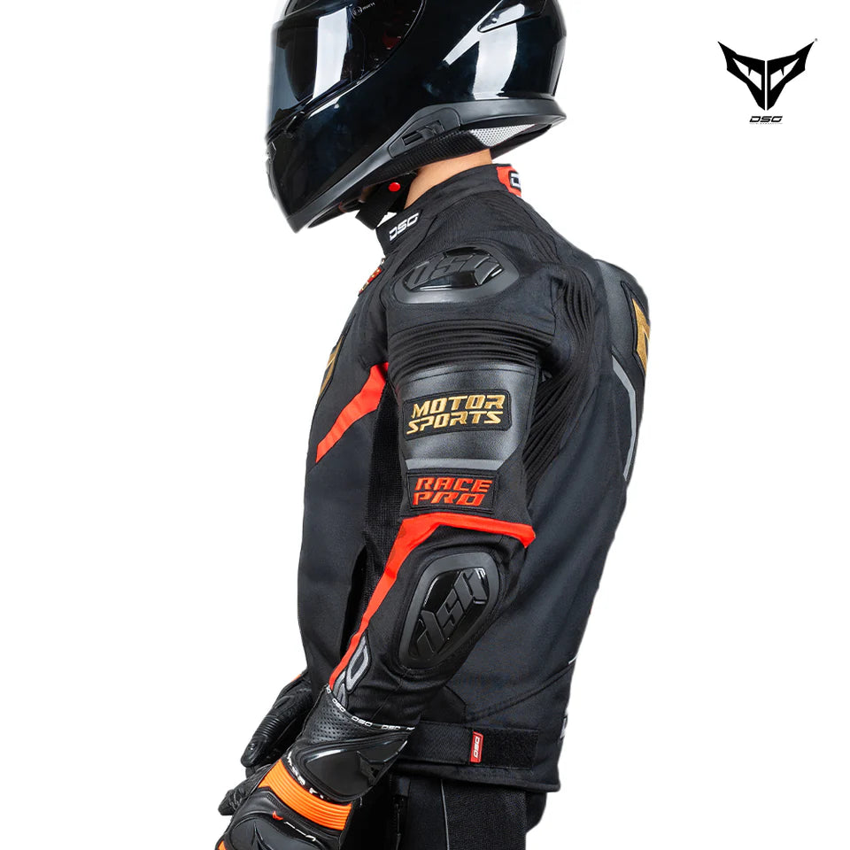 DSG Race Pro Sport Riding Jacket - Black Red Gold