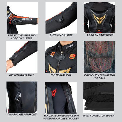 DSG Race Pro Sport Riding Jacket - Black Red Gold