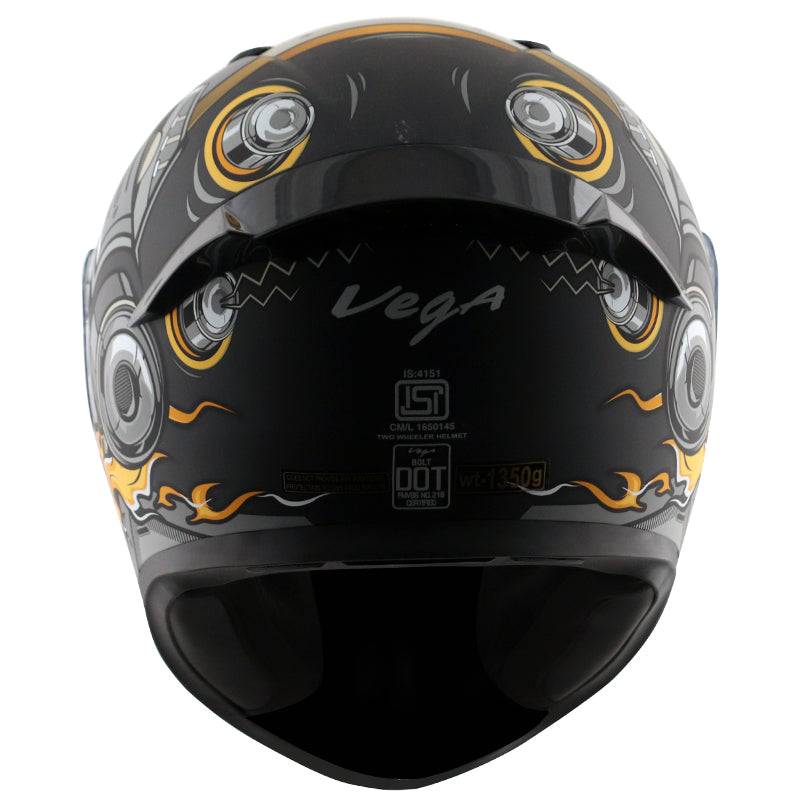 Vega Bolt Super Hero Helmet - Dull Black Grey