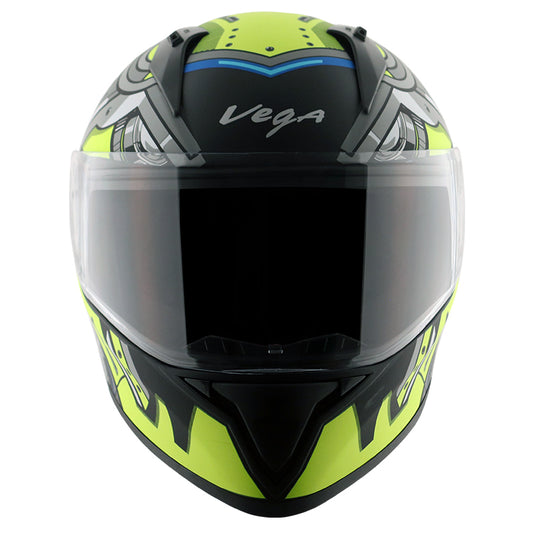 Vega Bolt Super Hero Helmet - Dull Black Neon Yellow