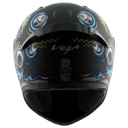 Vega Bolt Super Hero Helmet - Dull Black Neon Yellow