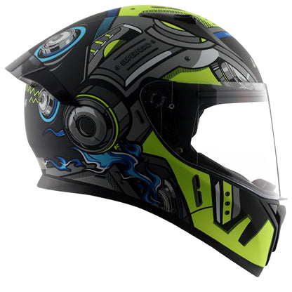 Vega Bolt Super Hero Helmet - Dull Black Neon Yellow