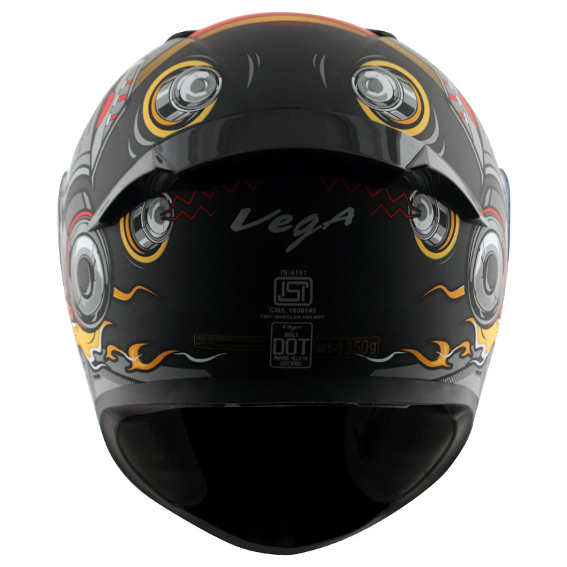Vega Bolt Super Hero Helmet - Dull Black Red