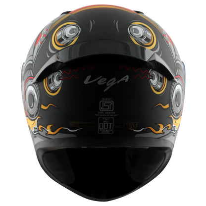 Vega Bolt Super Hero Helmet - Dull Black Red