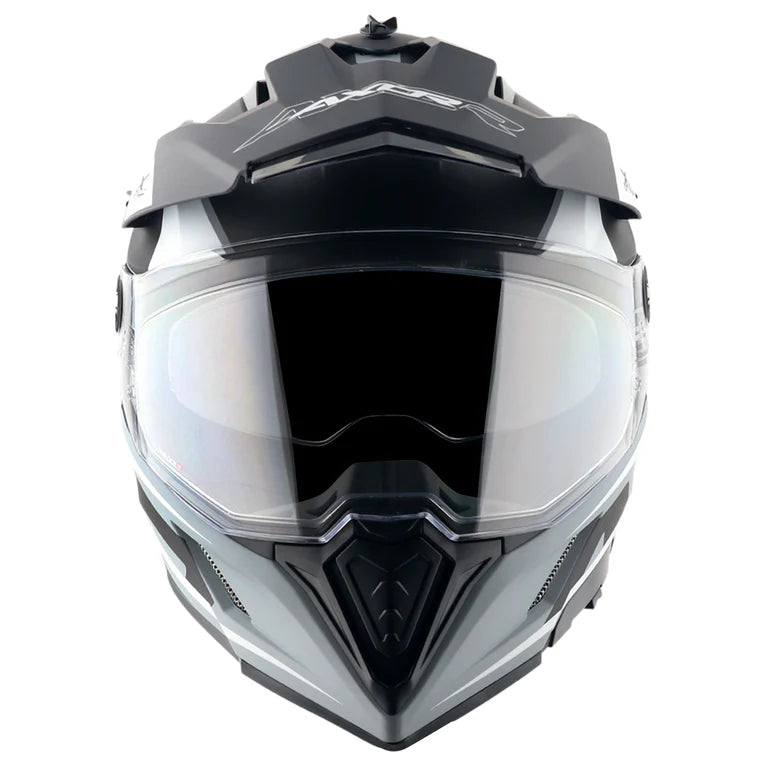 AXOR X-Cross Dual Visor Flagstaff Helmet - Dull Nardo Grey Black