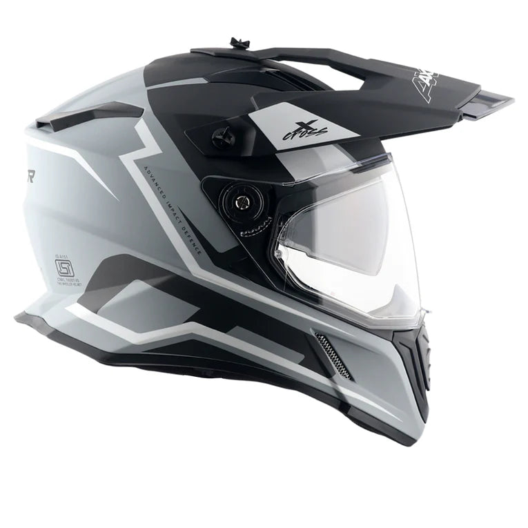 AXOR X-Cross Dual Visor Flagstaff Helmet - Dull Nardo Grey Black