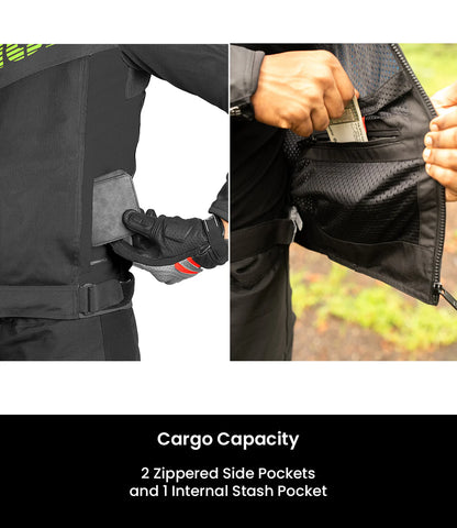 RYNOX Delta GT Jacket - Black Hi-Viz Green