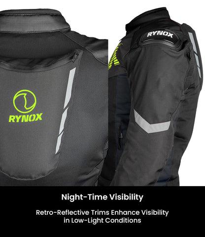 RYNOX Delta GT Jacket - Black Hi-Viz Green