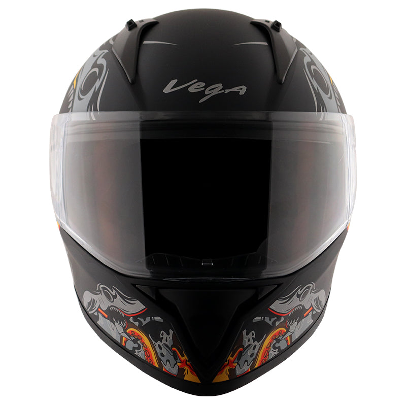 Vega Bolt Octopus Helmet - Dull Black Orange