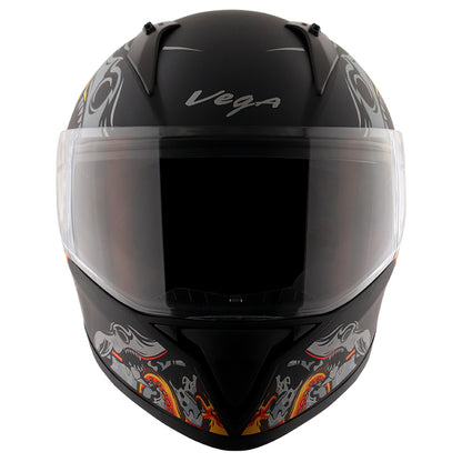 Vega Bolt Octopus Helmet - Dull Black Orange