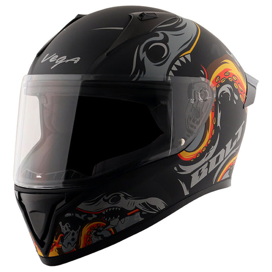Vega Bolt Octopus Helmet - Dull Black Orange