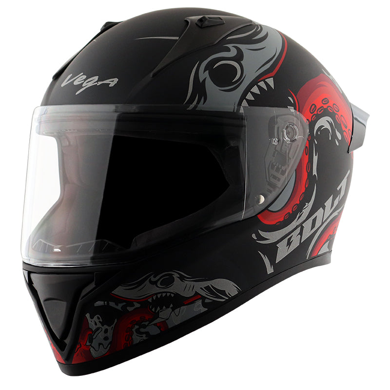 Vega Bolt Octopus Helmet - Dull Black Red