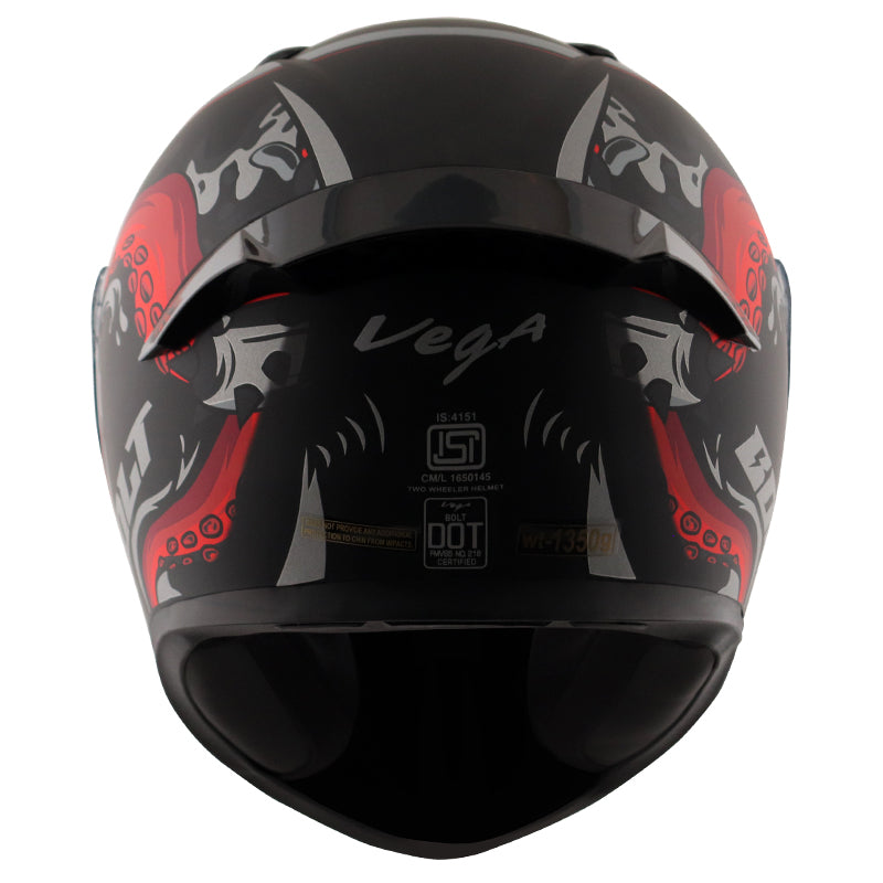 Vega Bolt Octopus Helmet - Dull Black Red