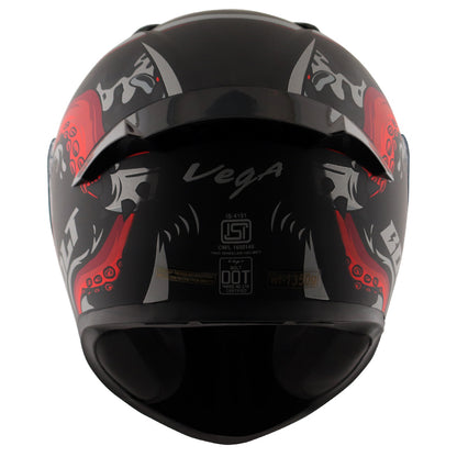 Vega Bolt Octopus Helmet - Dull Black Red