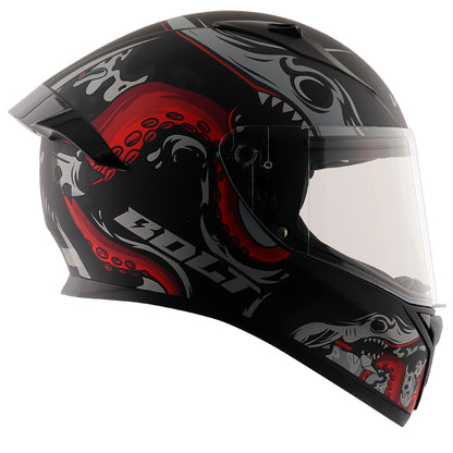 Vega Bolt Octopus Helmet - Dull Black Red