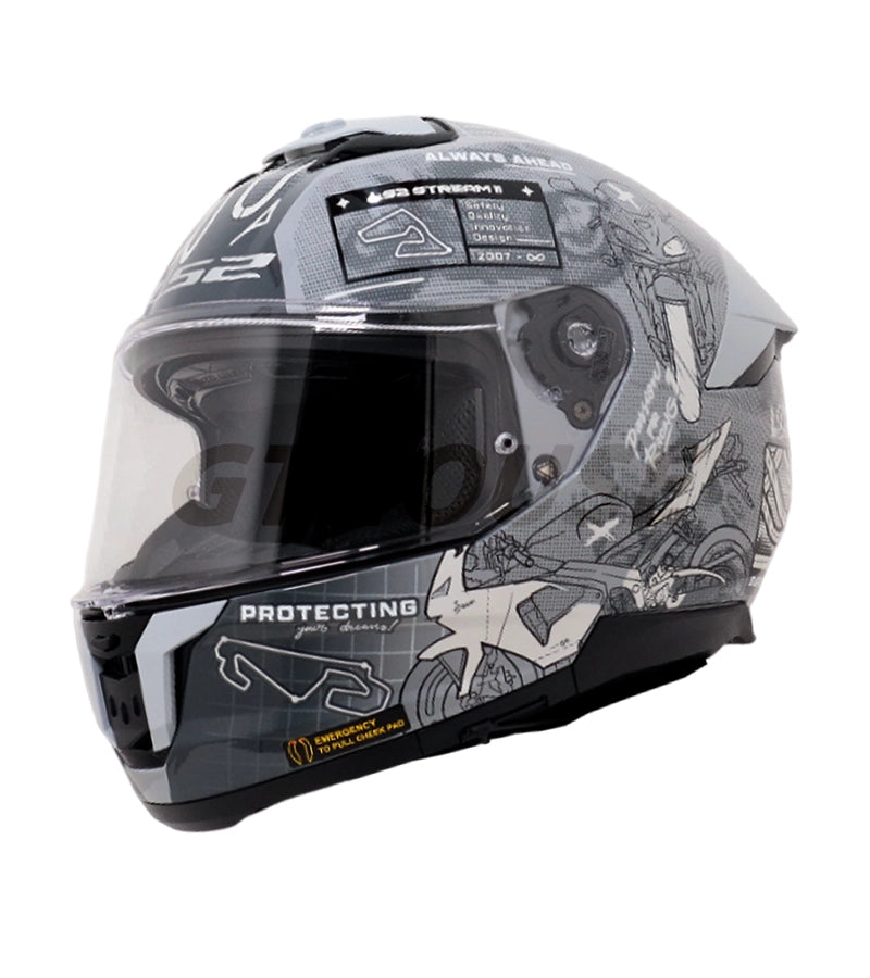 LS2 FF320 Stream II GP Helmet - Gloss Grey
