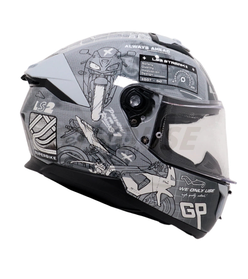 LS2 FF320 Stream II GP Helmet - Gloss Grey