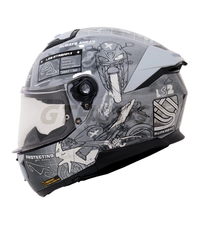 LS2 FF320 Stream II GP Helmet - Gloss Grey