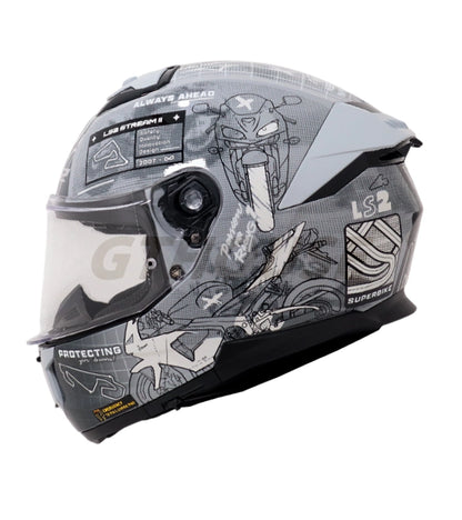 LS2 FF320 Stream II GP Helmet - Gloss Grey