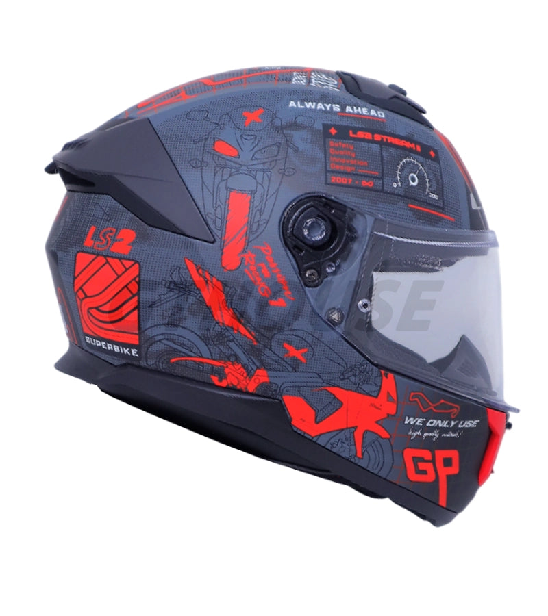 LS2 FF320 Stream II GP Helmet - Matt Red Grey