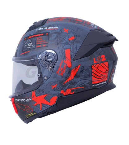 LS2 FF320 Stream II GP Helmet - Matt Red Grey
