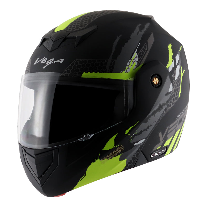 Vega Crux DX Flex Helmet - Dull Black Neon Yellow