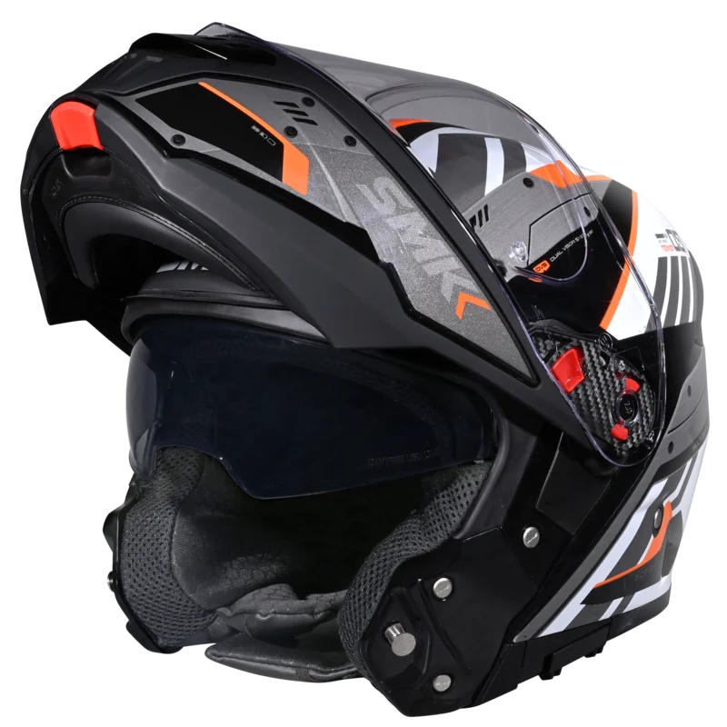 SMK GULLWING TEKKER HELMETS - GL217 GLOSS BLACK WHITE ORANGE