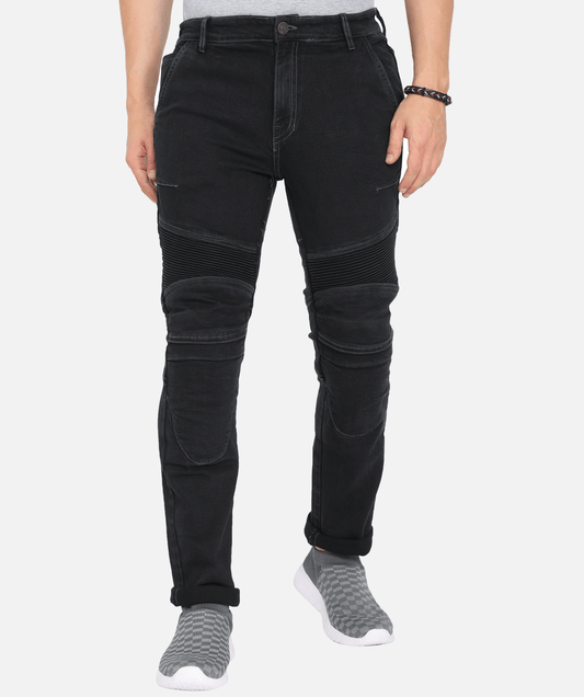 SOLACE GRAVEL MOTOR CYCLE DENIM PANT-BLACK