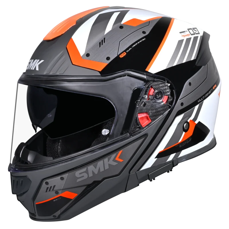 SMK GULLWING TEKKER HELMETS - GL217 GLOSS BLACK WHITE ORANGE