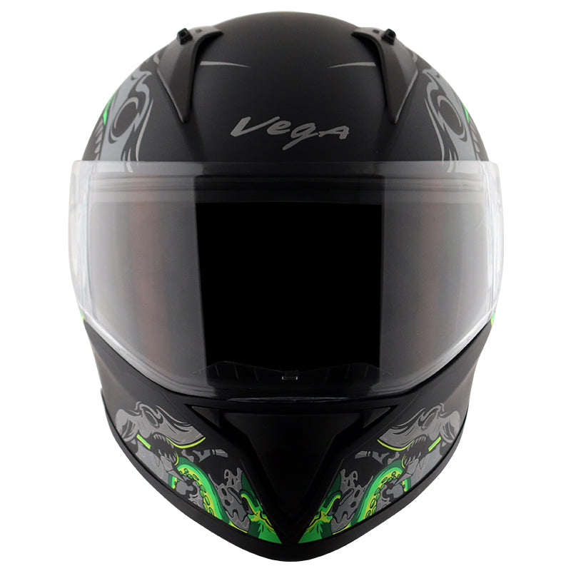 Vega Bolt Octopus Helmet - Dull Black Neon Green