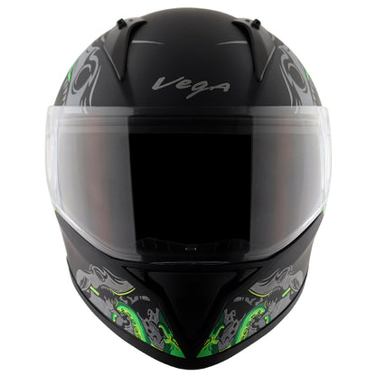 Vega Bolt Octopus Helmet - Dull Black Neon Green