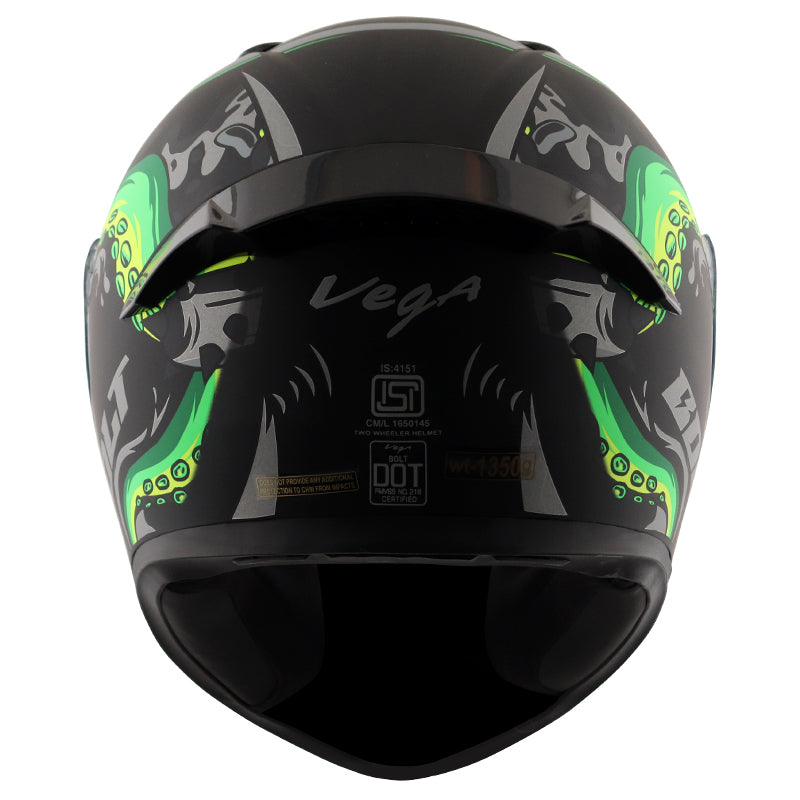 Vega Bolt Octopus Helmet - Dull Black Neon Green