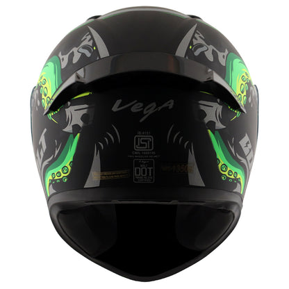 Vega Bolt Octopus Helmet - Dull Black Neon Green