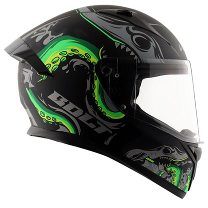 Vega Bolt Octopus Helmet - Dull Black Neon Green