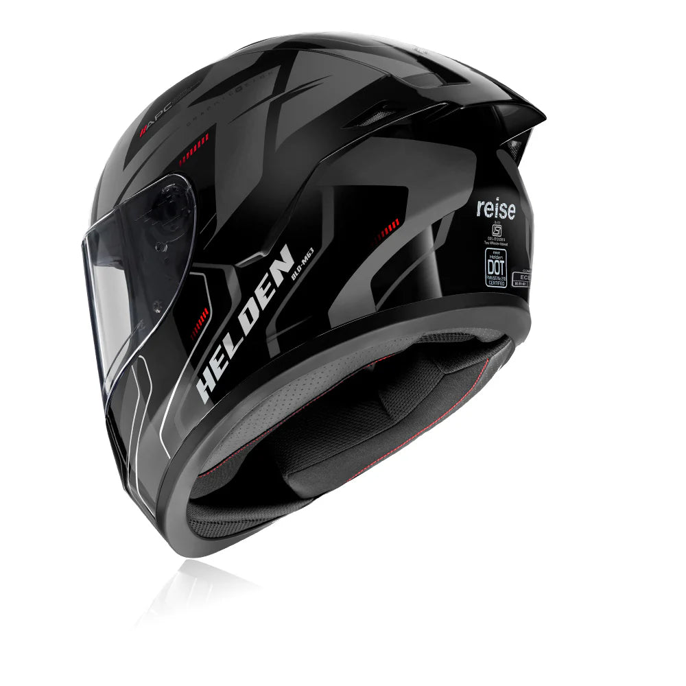 Reise Helden Motorcycle Riding Helmet - Grey Black