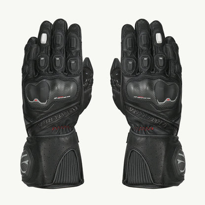VIATERRA GRID MK3 – FULL GAUNTLET MOTORCYCLE RIDING GLOVES - BLACK RED WHITE
