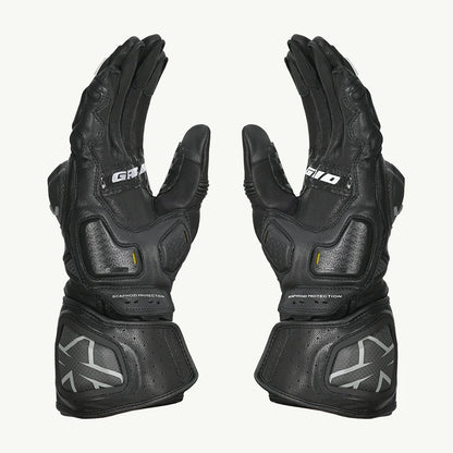 VIATERRA GRID MK3 – FULL GAUNTLET MOTORCYCLE RIDING GLOVES - BLACK RED WHITE
