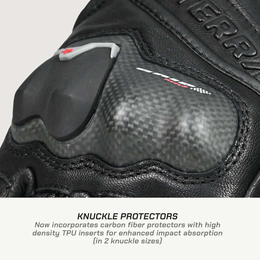 VIATERRA GRID MK3 – FULL GAUNTLET MOTORCYCLE RIDING GLOVES - BLACK RED WHITE
