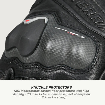 VIATERRA GRID MK3 – FULL GAUNTLET MOTORCYCLE RIDING GLOVES - BLACK RED WHITE