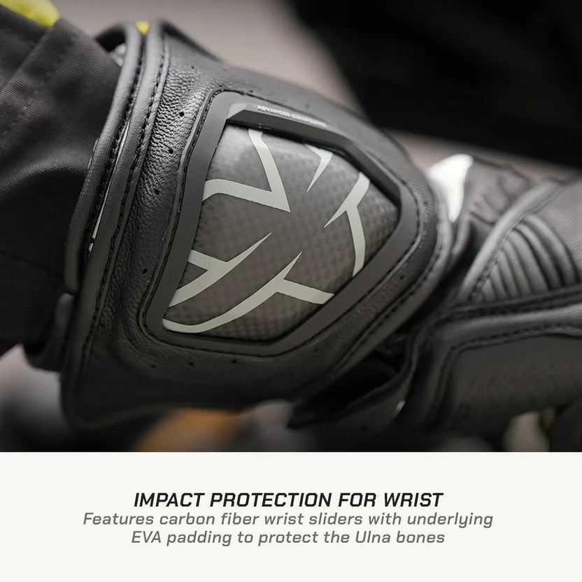 VIATERRA GRID MK3 – FULL GAUNTLET MOTORCYCLE RIDING GLOVES - BLACK RED WHITE